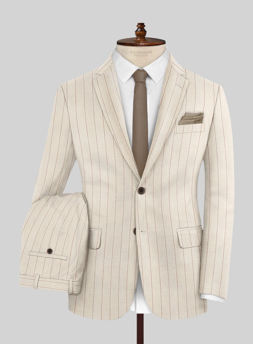 Napolean Artisan Band Beige Wool Suit - StudioSuits