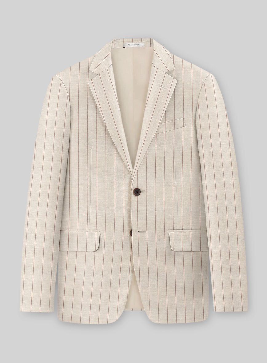 Napolean Artisan Band Beige Wool Suit - StudioSuits