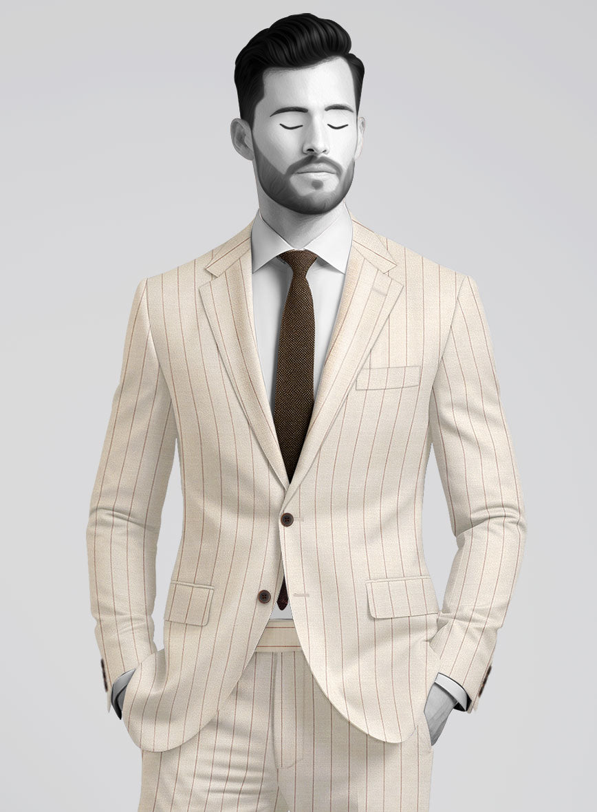 Napolean Artisan Band Beige Wool Suit - StudioSuits