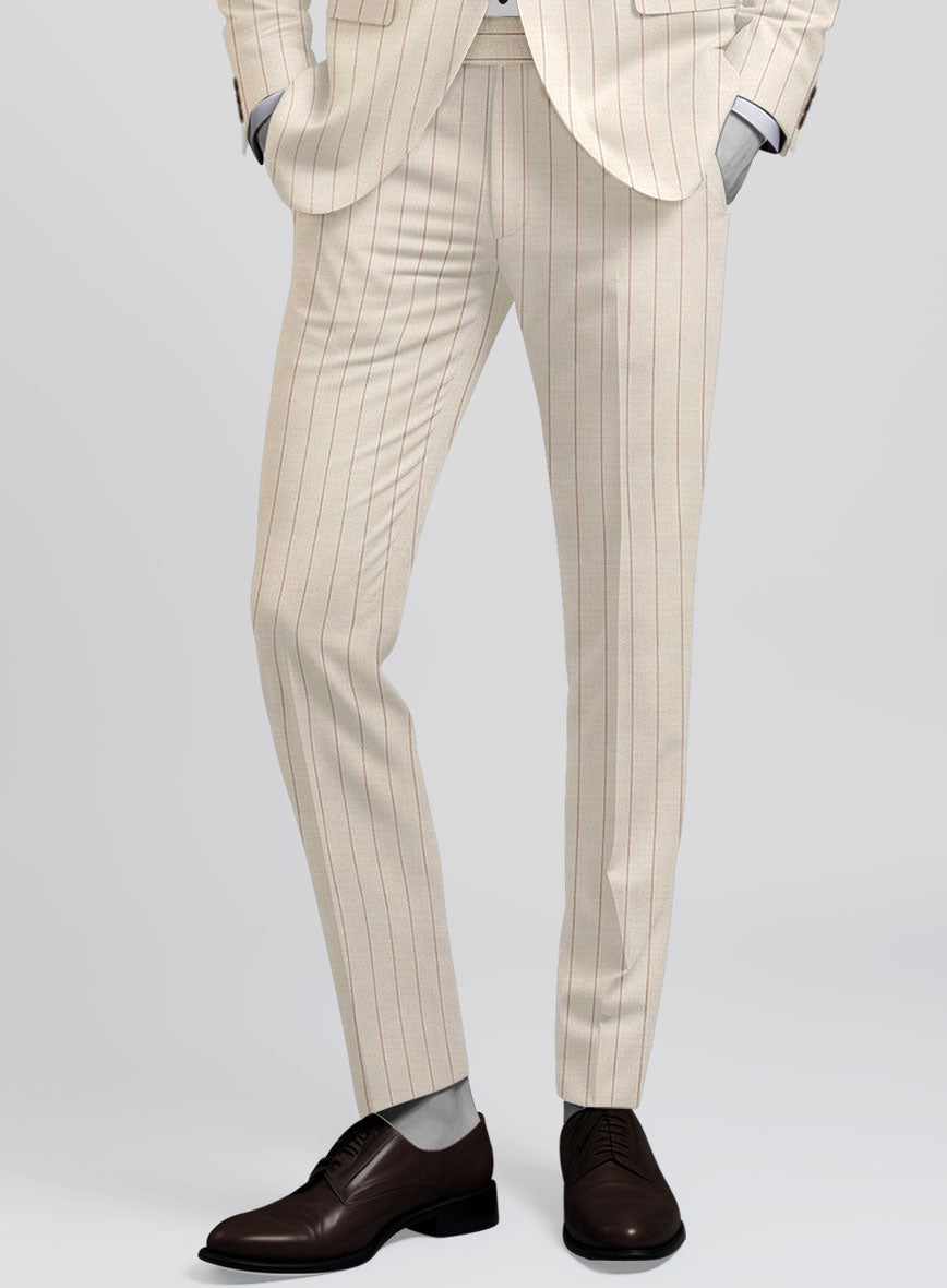 Napolean Artisan Band Beige Wool Suit - StudioSuits