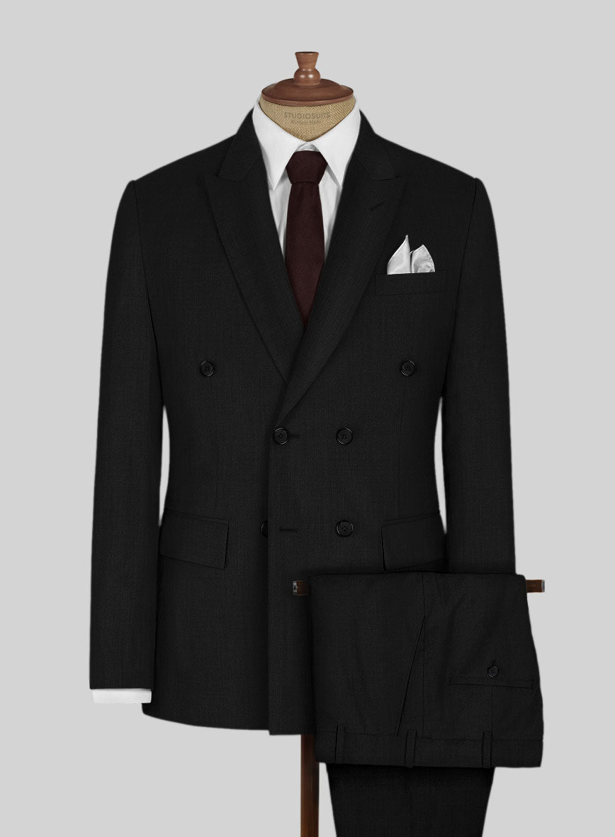 Napolean Black Wool Double Breasted Suit - StudioSuits