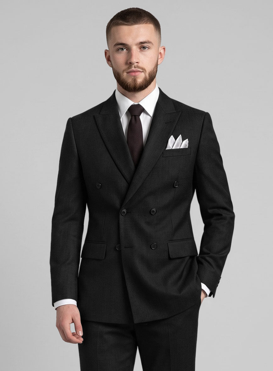 Napolean Black Wool Double Breasted Suit - StudioSuits