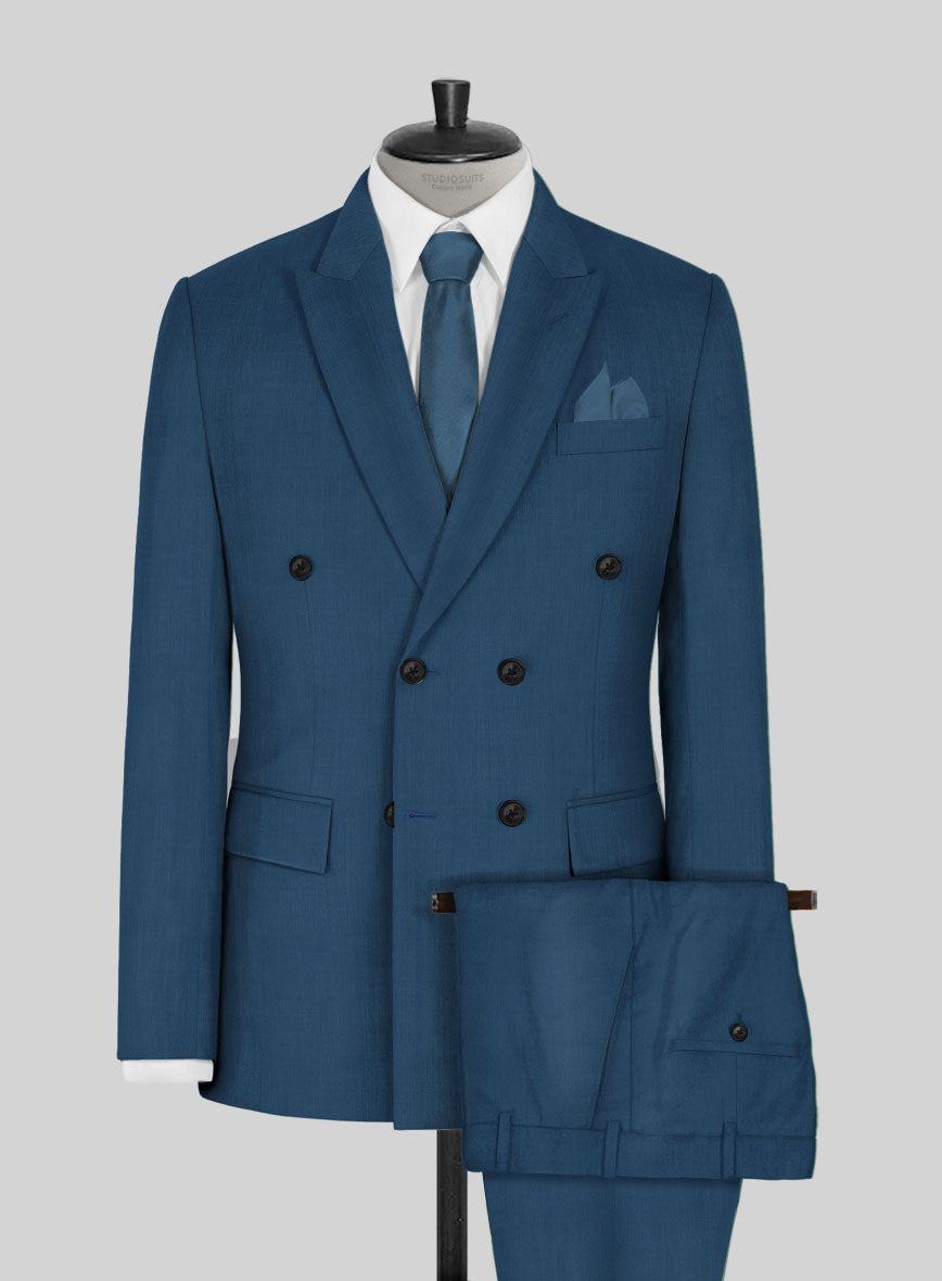 Napolean Casa Blue Wool Double Breasted Suit - StudioSuits