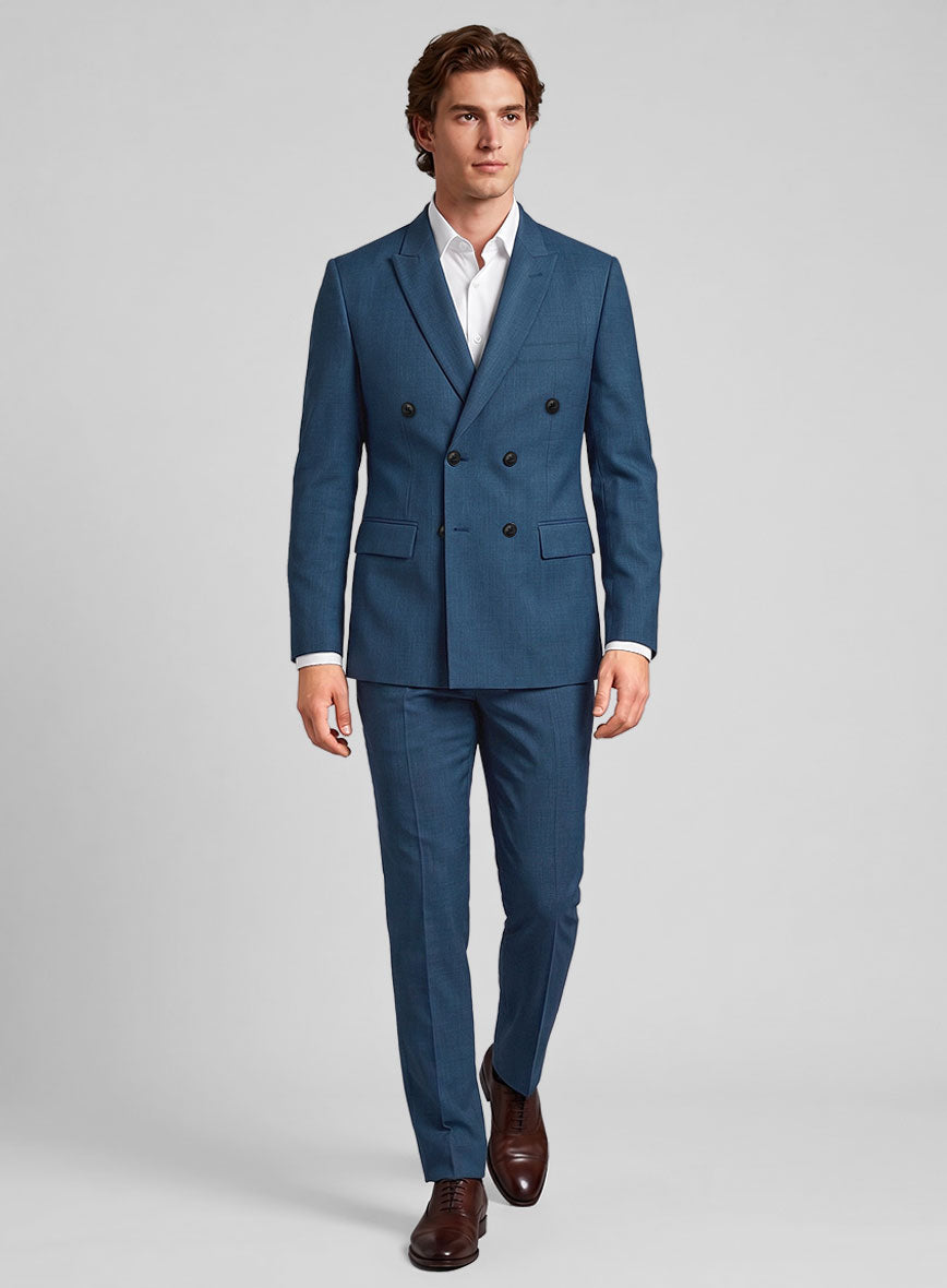 Napolean Casa Blue Wool Double Breasted Suit - StudioSuits