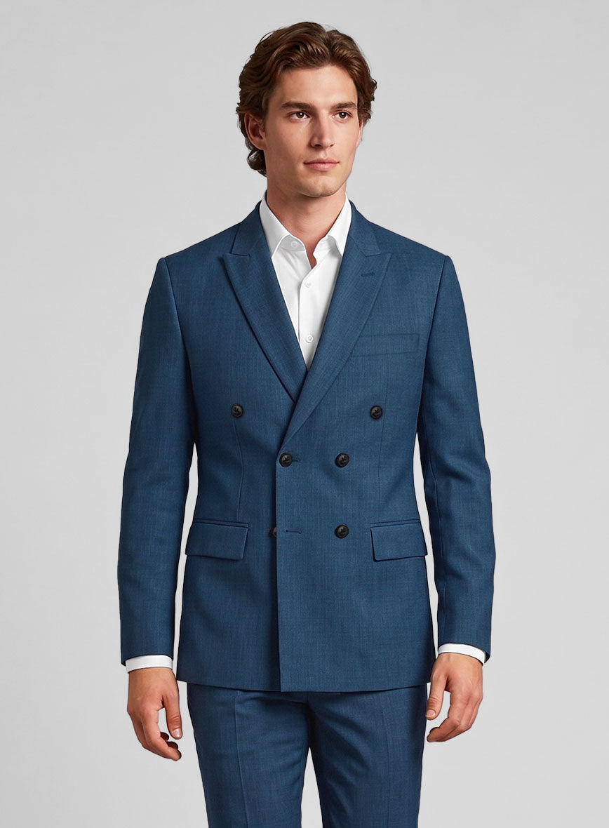 Napolean Casa Blue Wool Double Breasted Suit - StudioSuits
