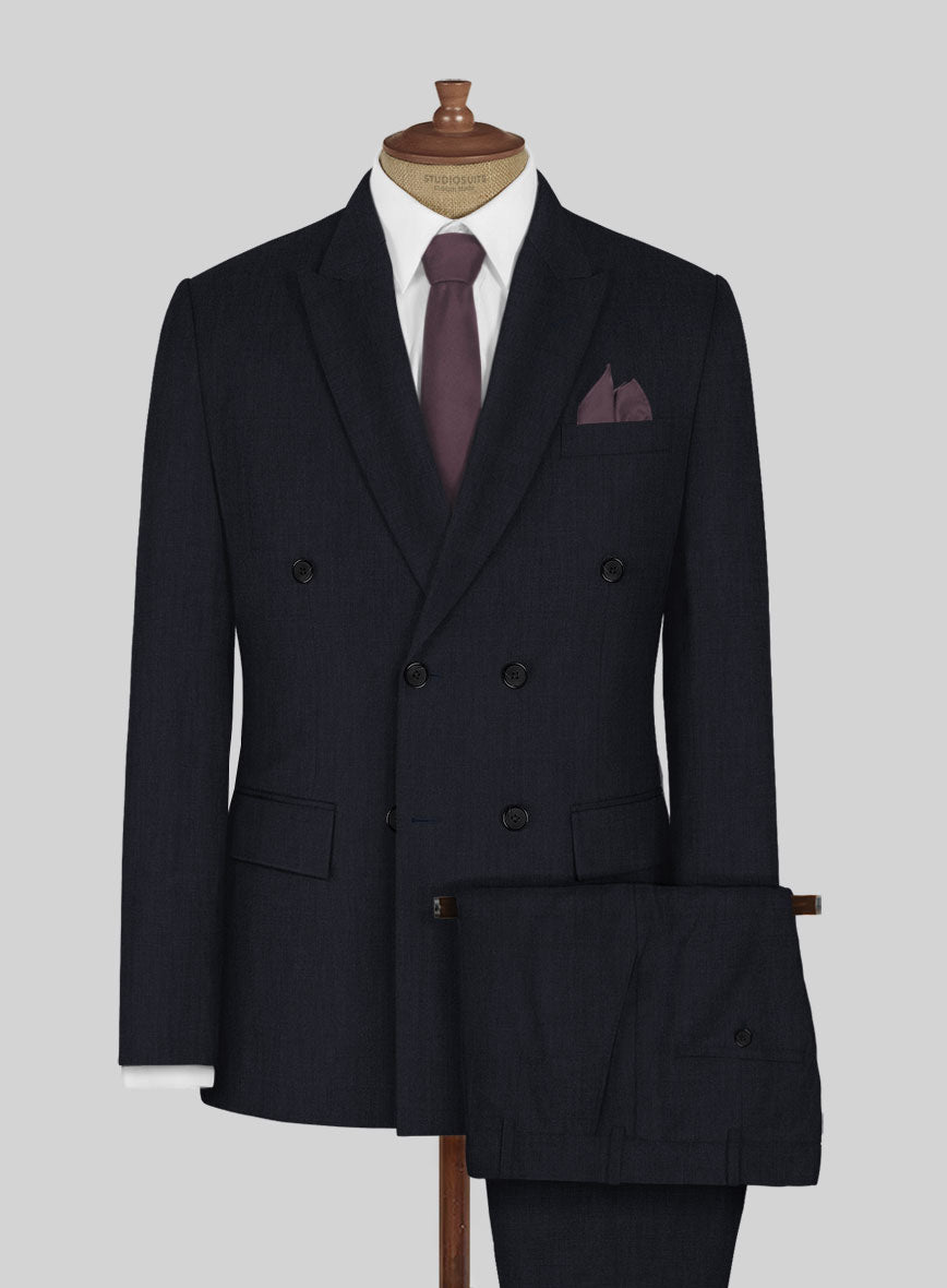 Napolean Dark Blue Wool Double Breasted Suit - StudioSuits