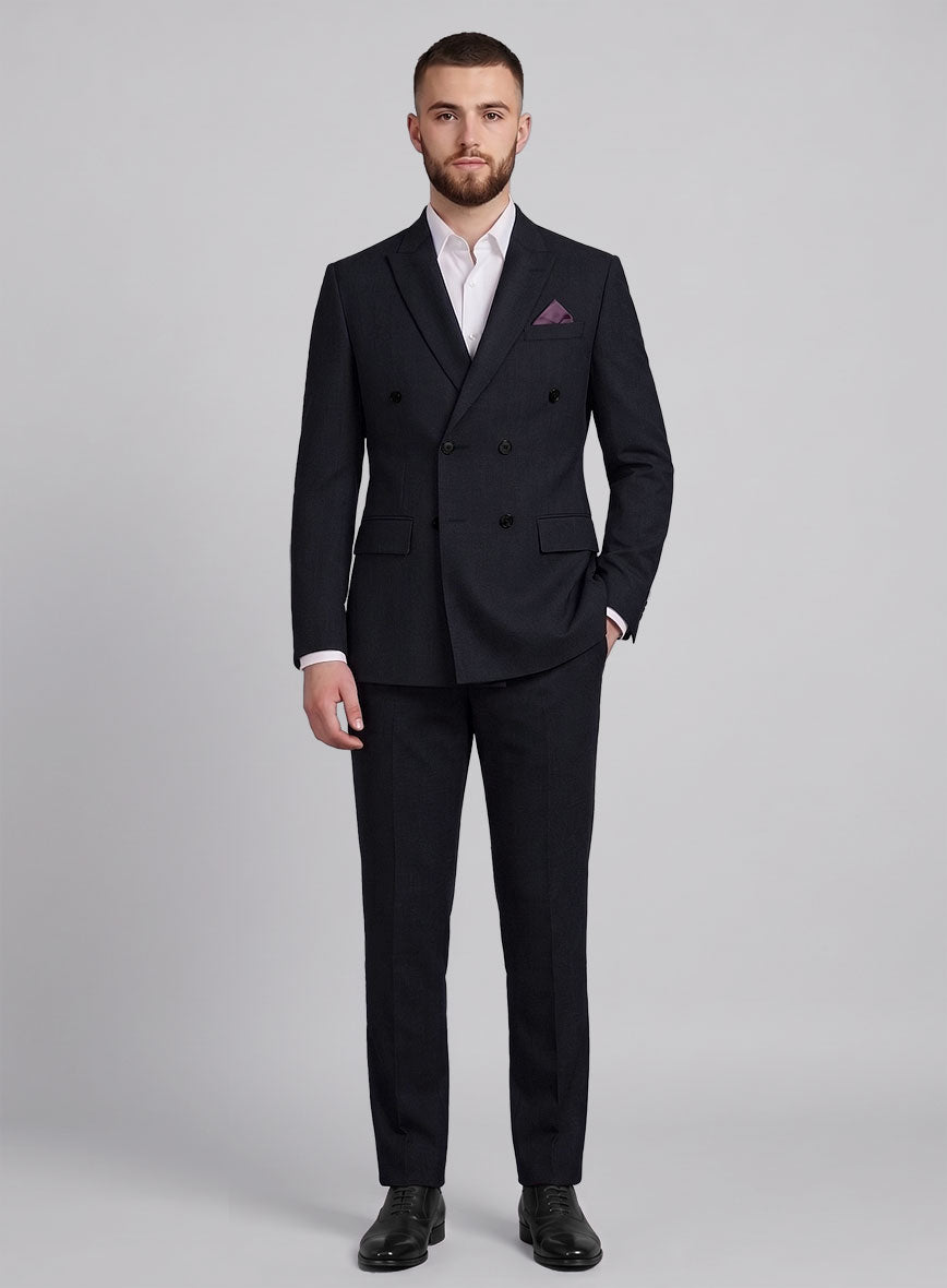 Napolean Dark Blue Wool Double Breasted Suit - StudioSuits