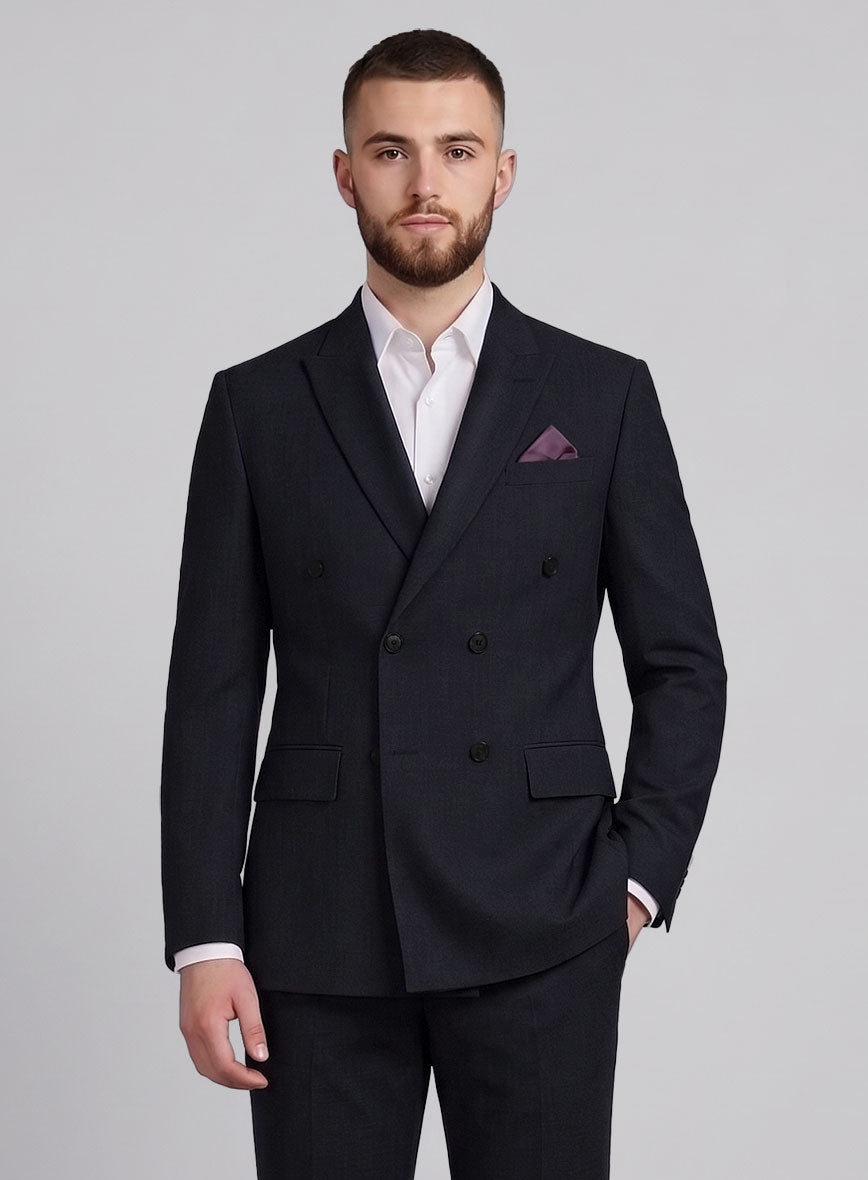 Napolean Dark Blue Wool Double Breasted Suit - StudioSuits