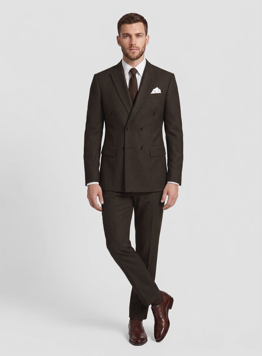 Napolean Dark Brown Wool Double Breasted Suit - StudioSuits