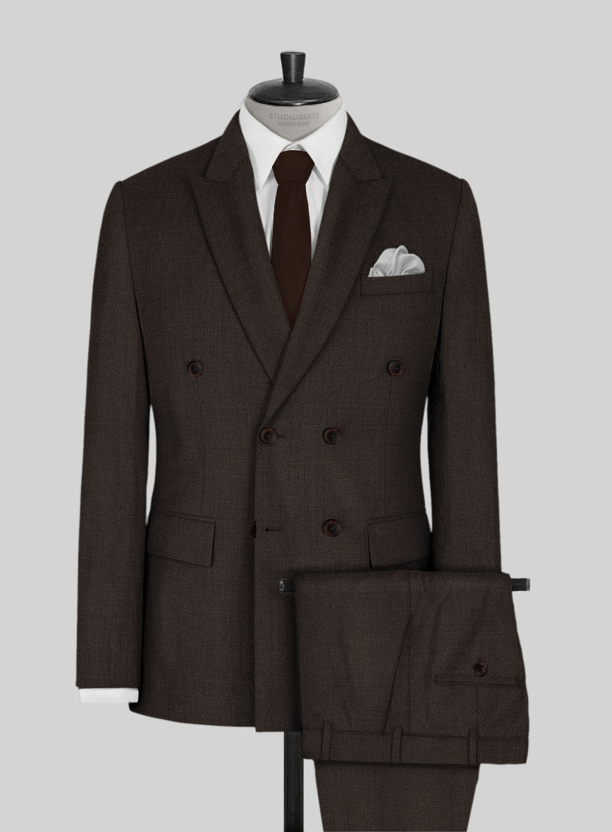 Napolean Dark Brown Wool Double Breasted Suit - StudioSuits
