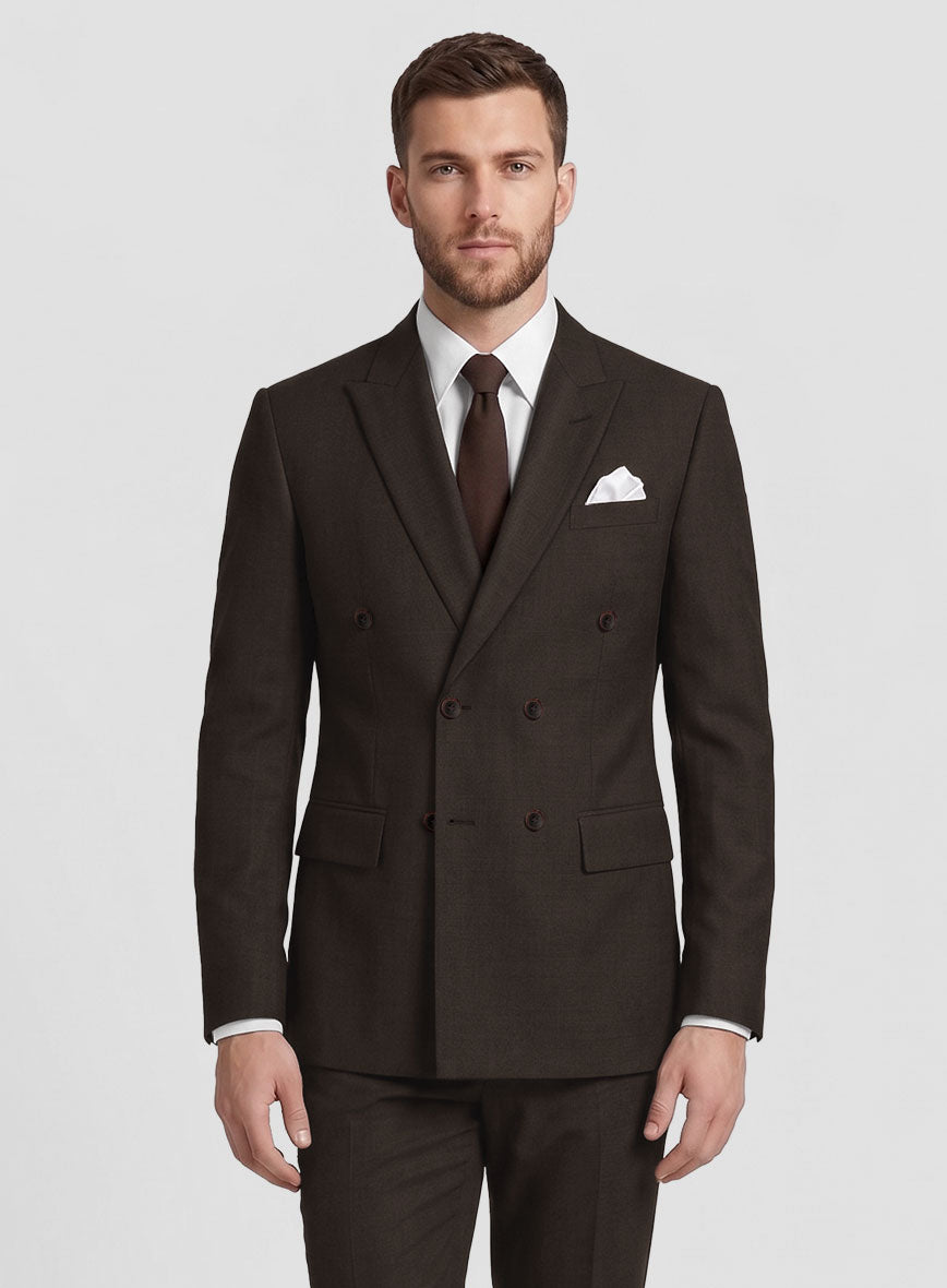 Napolean Dark Brown Wool Double Breasted Jacket - StudioSuits