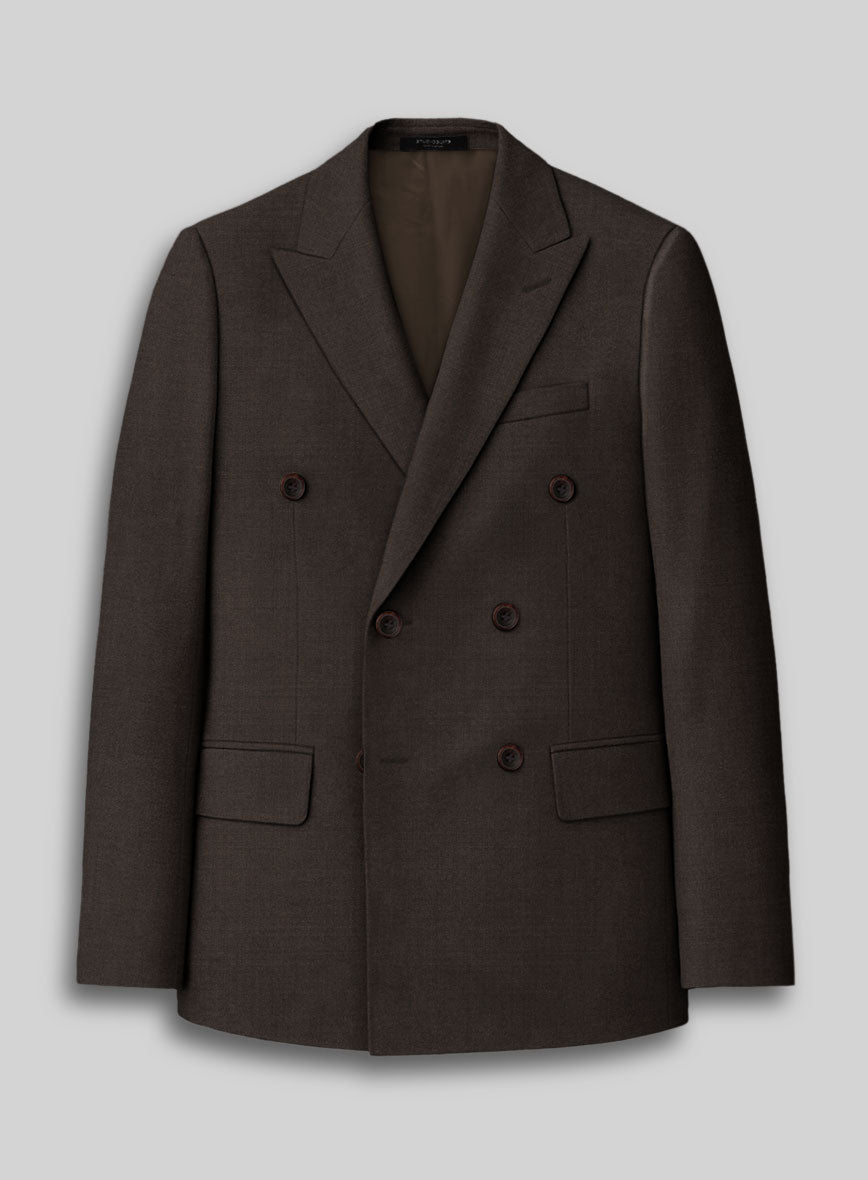 Napolean Dark Brown Wool Double Breasted Jacket - StudioSuits