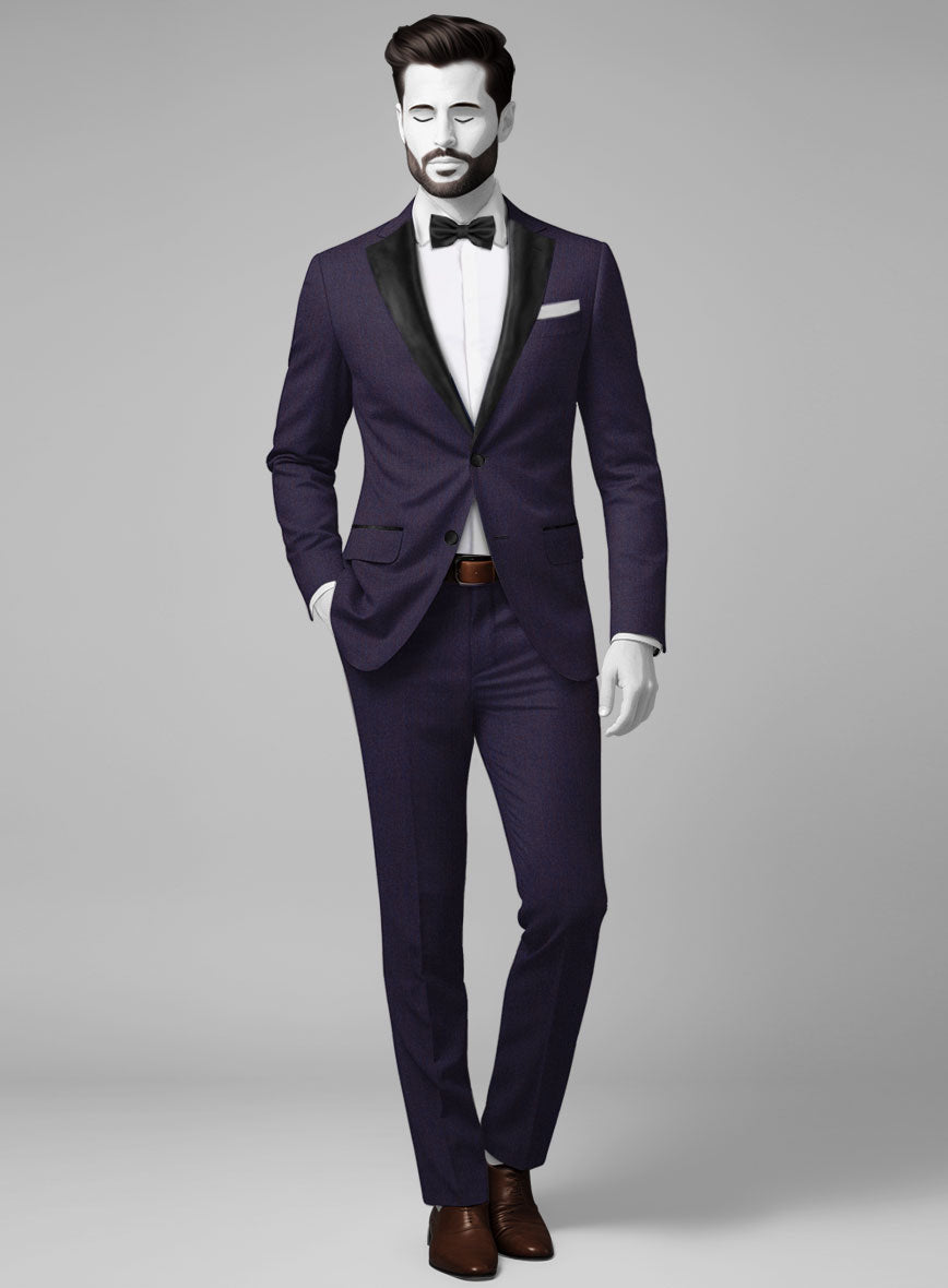 Napolean Eggplant Wool Tuxedo Suit - StudioSuits