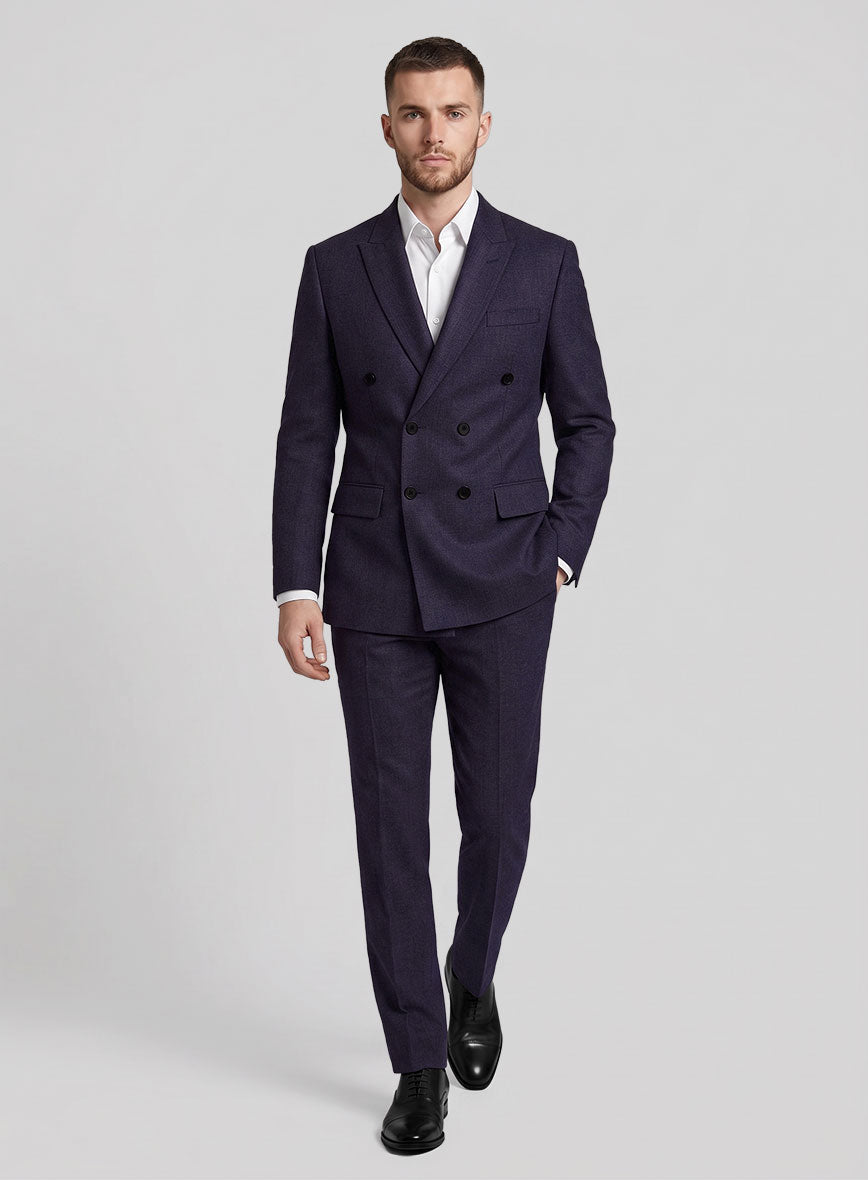Napolean Eggplant Wool Double Breasted Suit - StudioSuits