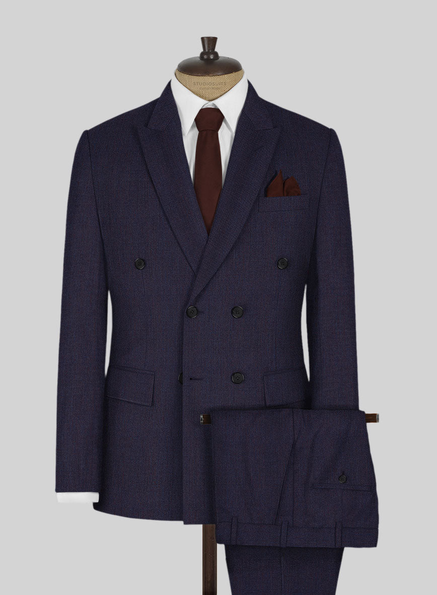 Napolean Eggplant Wool Double Breasted Suit - StudioSuits