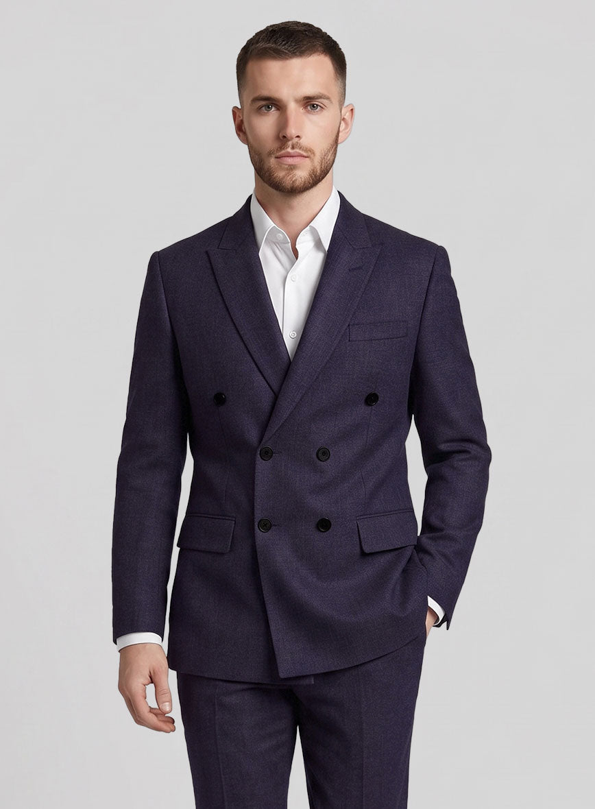 Napolean Eggplant Wool Double Breasted Jacket - StudioSuits