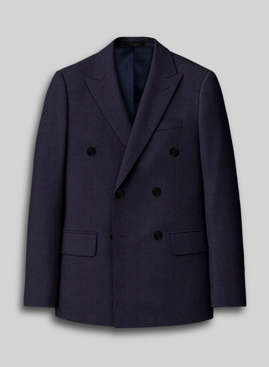 Napolean Eggplant Wool Double Breasted Jacket - StudioSuits