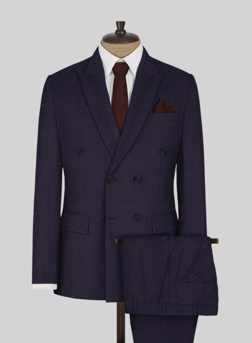 Napolean Eggplant Wool Double Breasted Suit - StudioSuits
