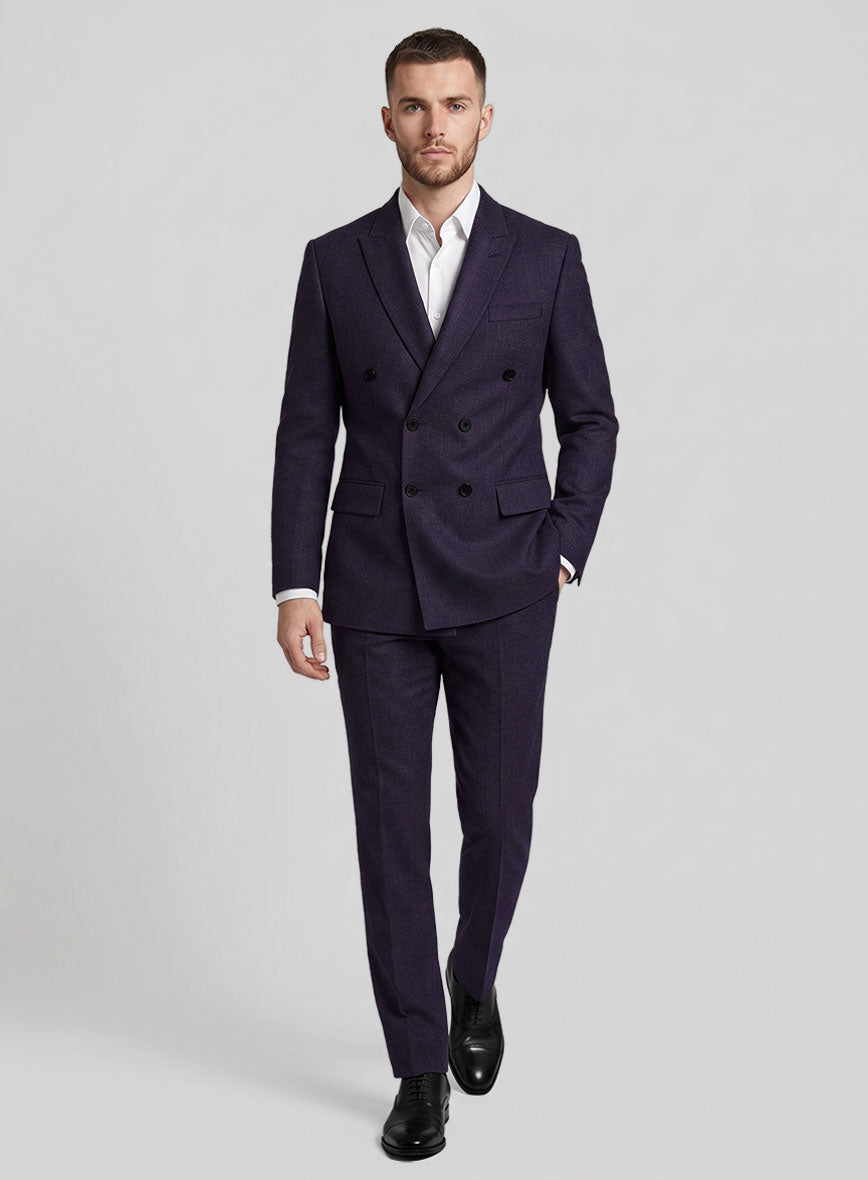 Napolean Eggplant Wool Double Breasted Suit - StudioSuits