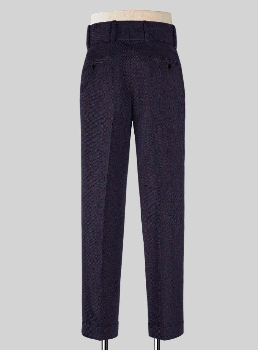 Napolean Eggplant Double Gurkha Wool Trousers - StudioSuits
