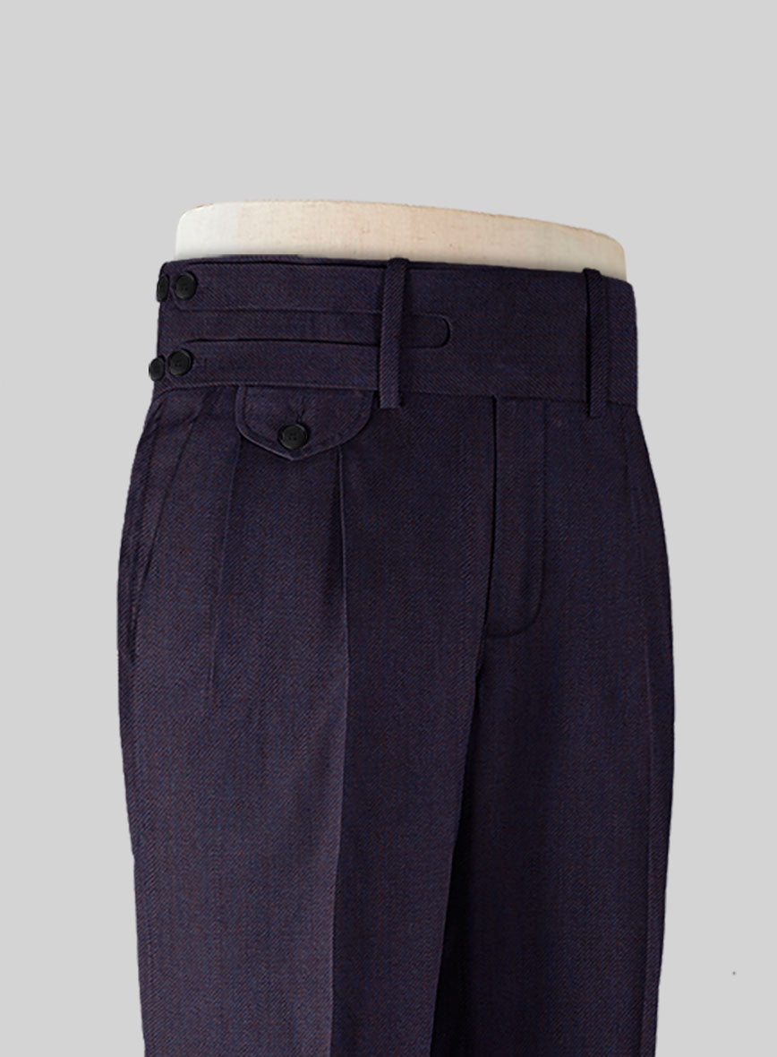 Napolean Eggplant Double Gurkha Wool Trousers - StudioSuits