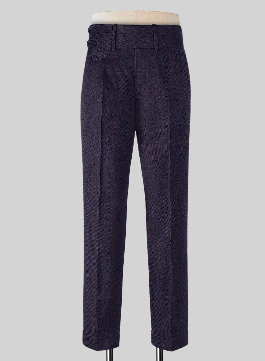 Napolean Eggplant Double Gurkha Wool Trousers - StudioSuits
