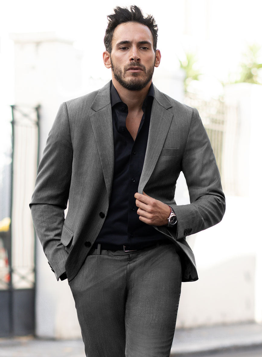 Napolean Gray Herringbone Wool Jacket - StudioSuits