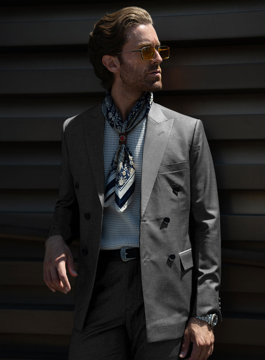 Napolean Gray Wool Double Breasted Jacket - StudioSuits