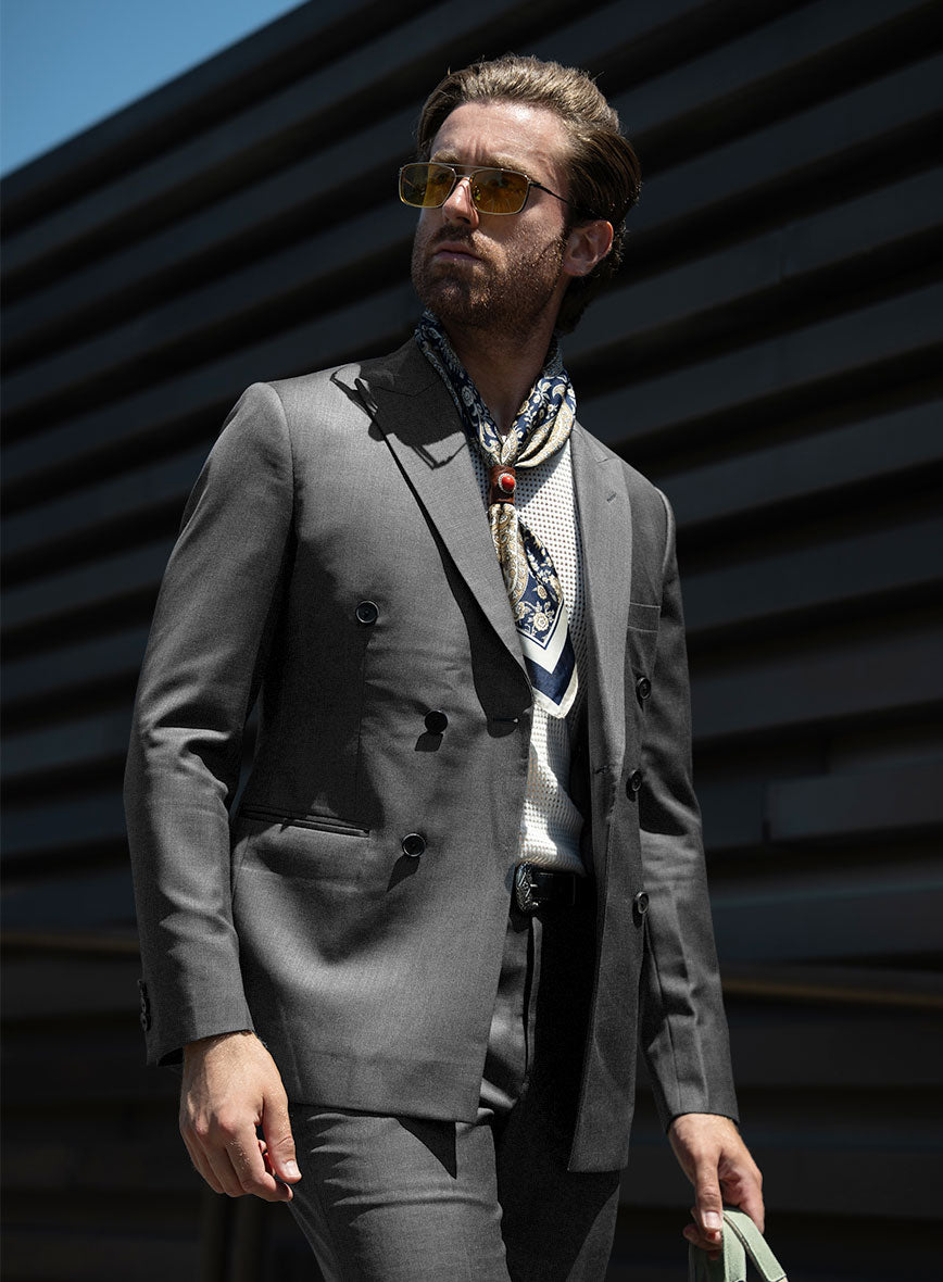 Napolean Gray Wool Double Breasted Suit - StudioSuits