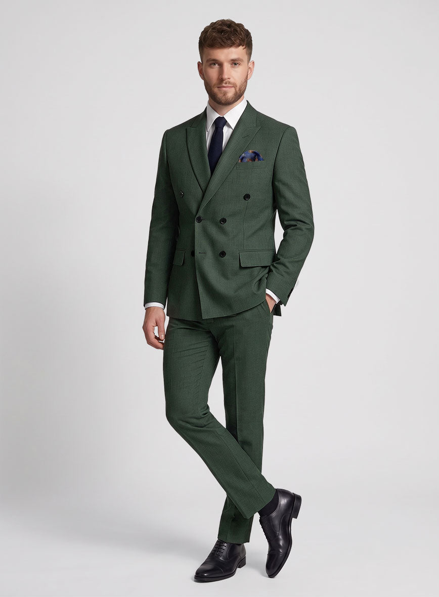 Napolean Green Wool Double Breasted Suit - StudioSuits