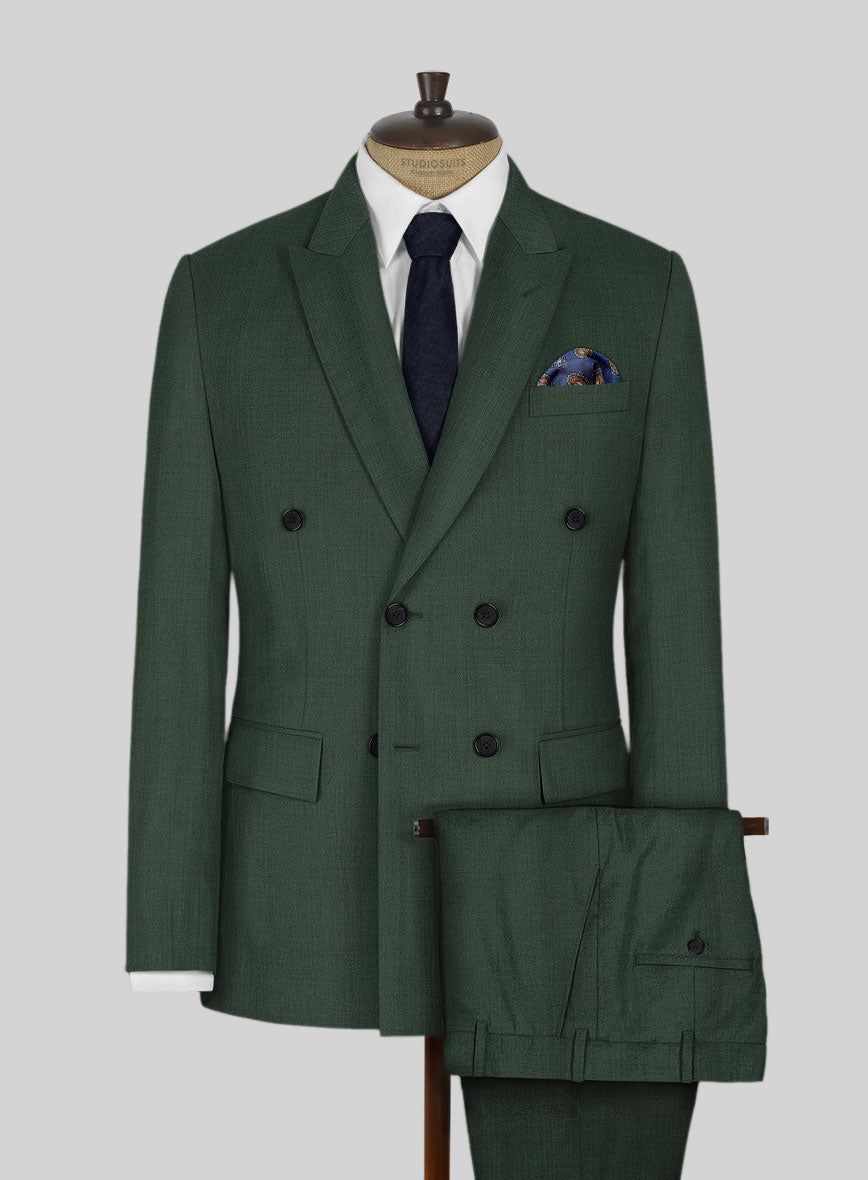 Napolean Green Wool Double Breasted Suit - StudioSuits