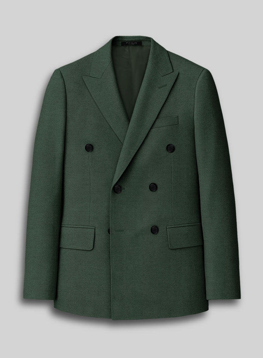 Napolean Green Wool Double Breasted Suit - StudioSuits
