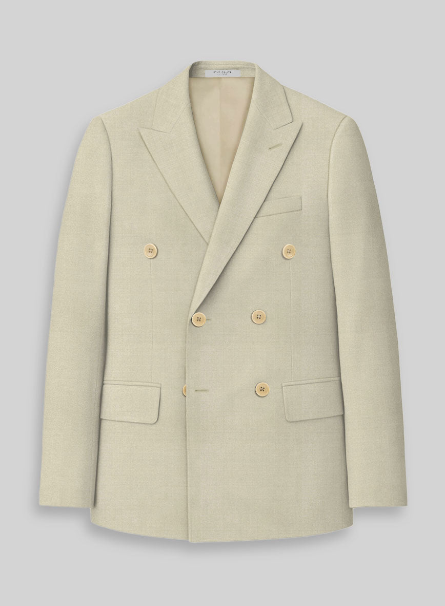 Napolean Light Beige Wool Double Breasted Jacket - StudioSuits