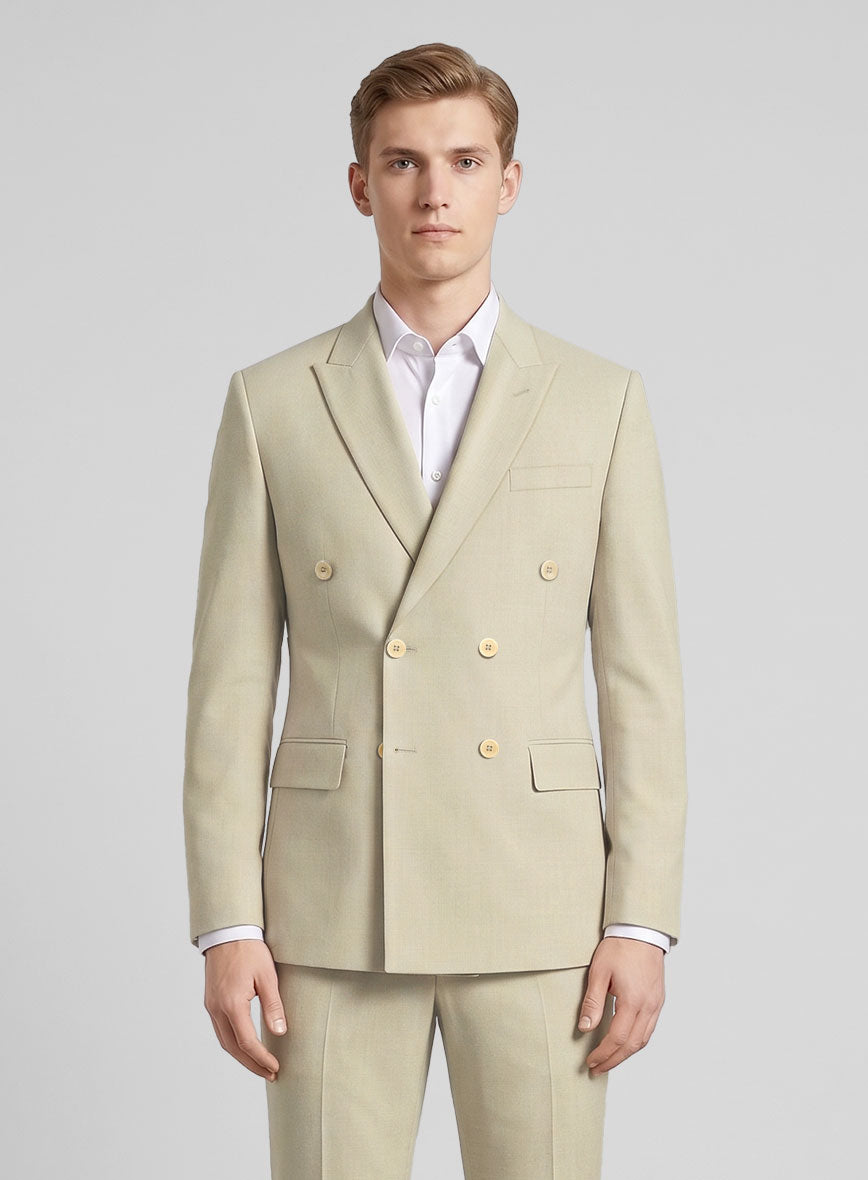 Napolean Light Beige Wool Double Breasted Jacket - StudioSuits