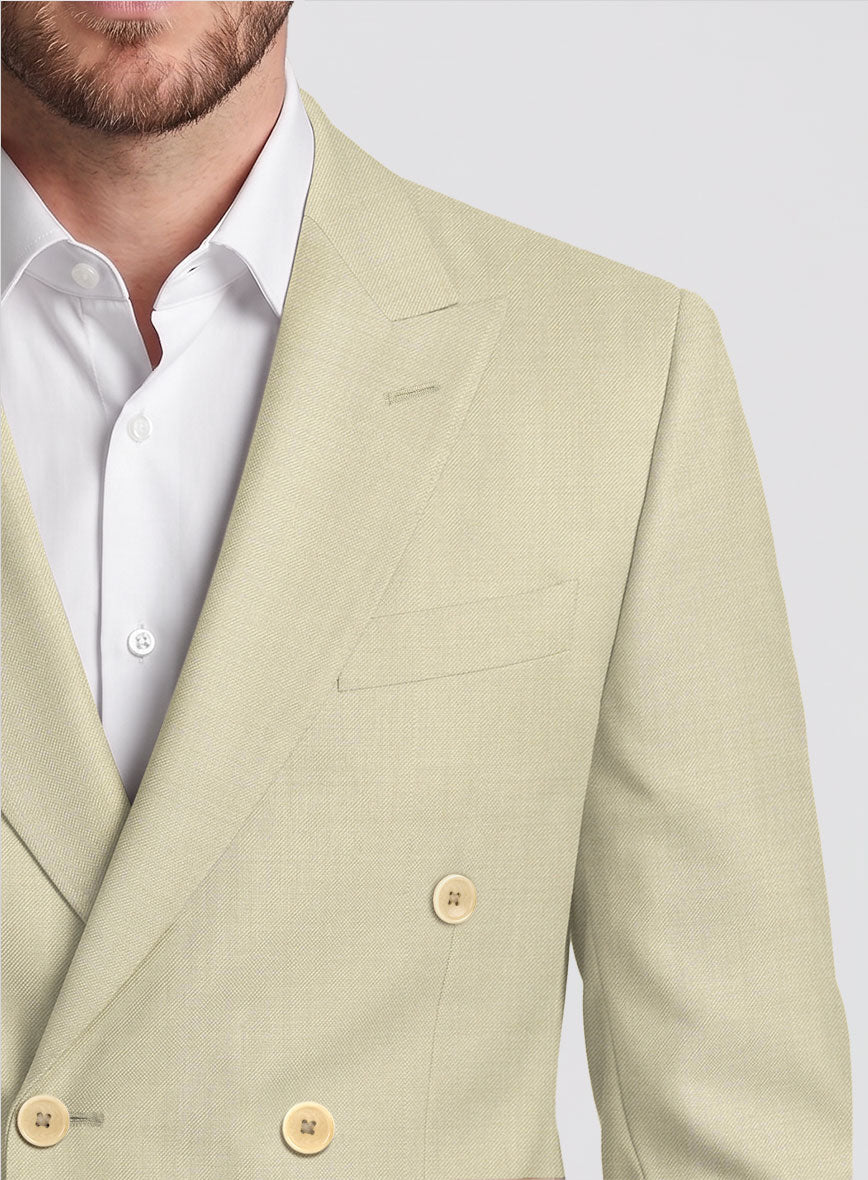 Napolean Light Beige Wool Double Breasted Jacket - StudioSuits