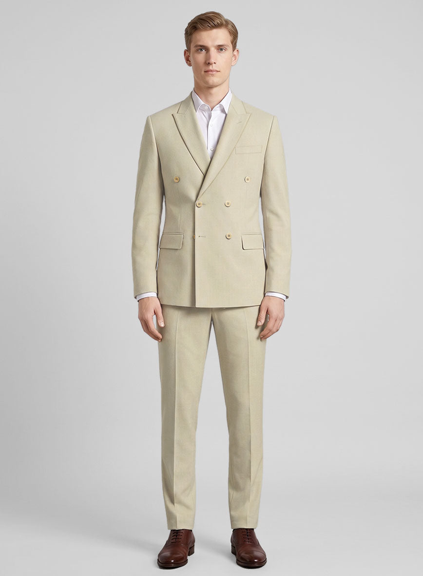 Napolean Light Beige Wool Double Breasted Suit - StudioSuits