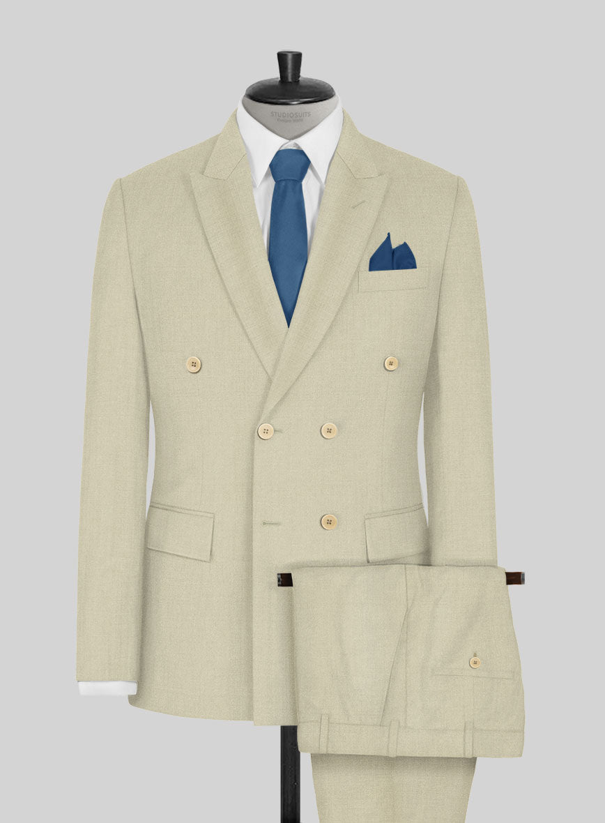 Napolean Light Beige Wool Double Breasted Suit - StudioSuits