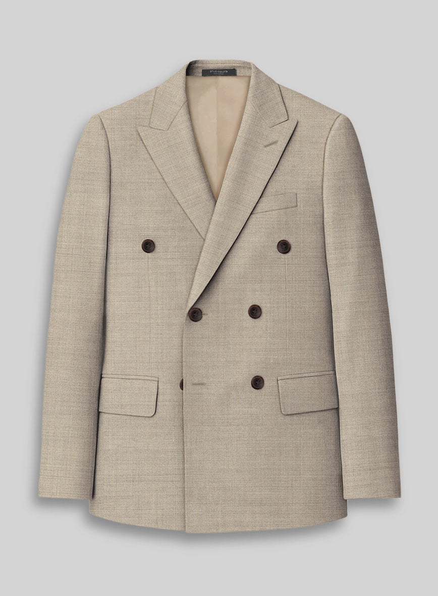 Napolean Melange Khaki Wool Double Breasted Jacket - StudioSuits