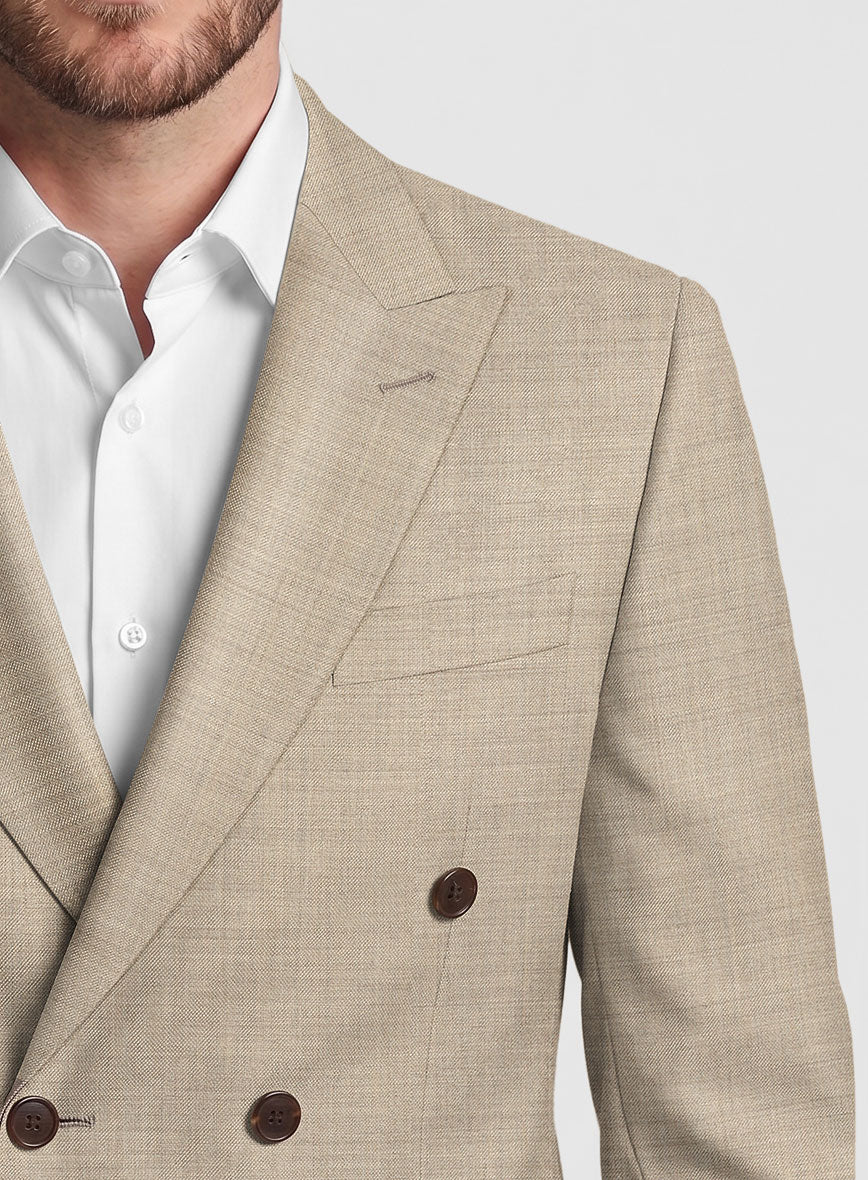 Napolean Melange Khaki Wool Double Breasted Jacket - StudioSuits