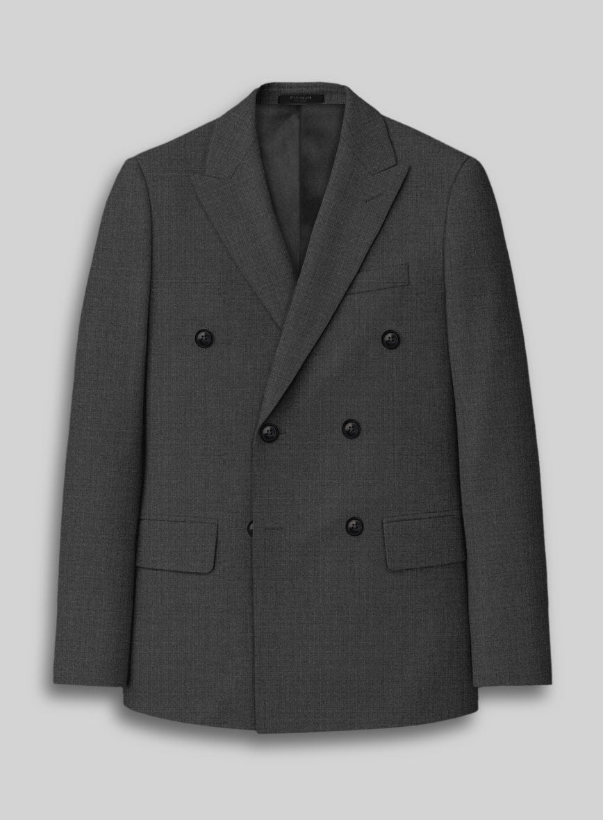 Napolean Mid Charcoal Wool Double Breasted Jacket - StudioSuits