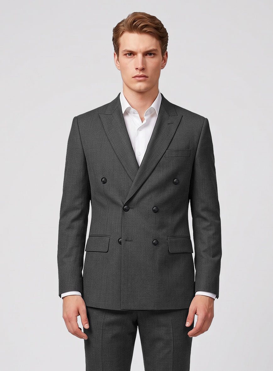 Napolean Mid Charcoal Wool Double Breasted Jacket - StudioSuits