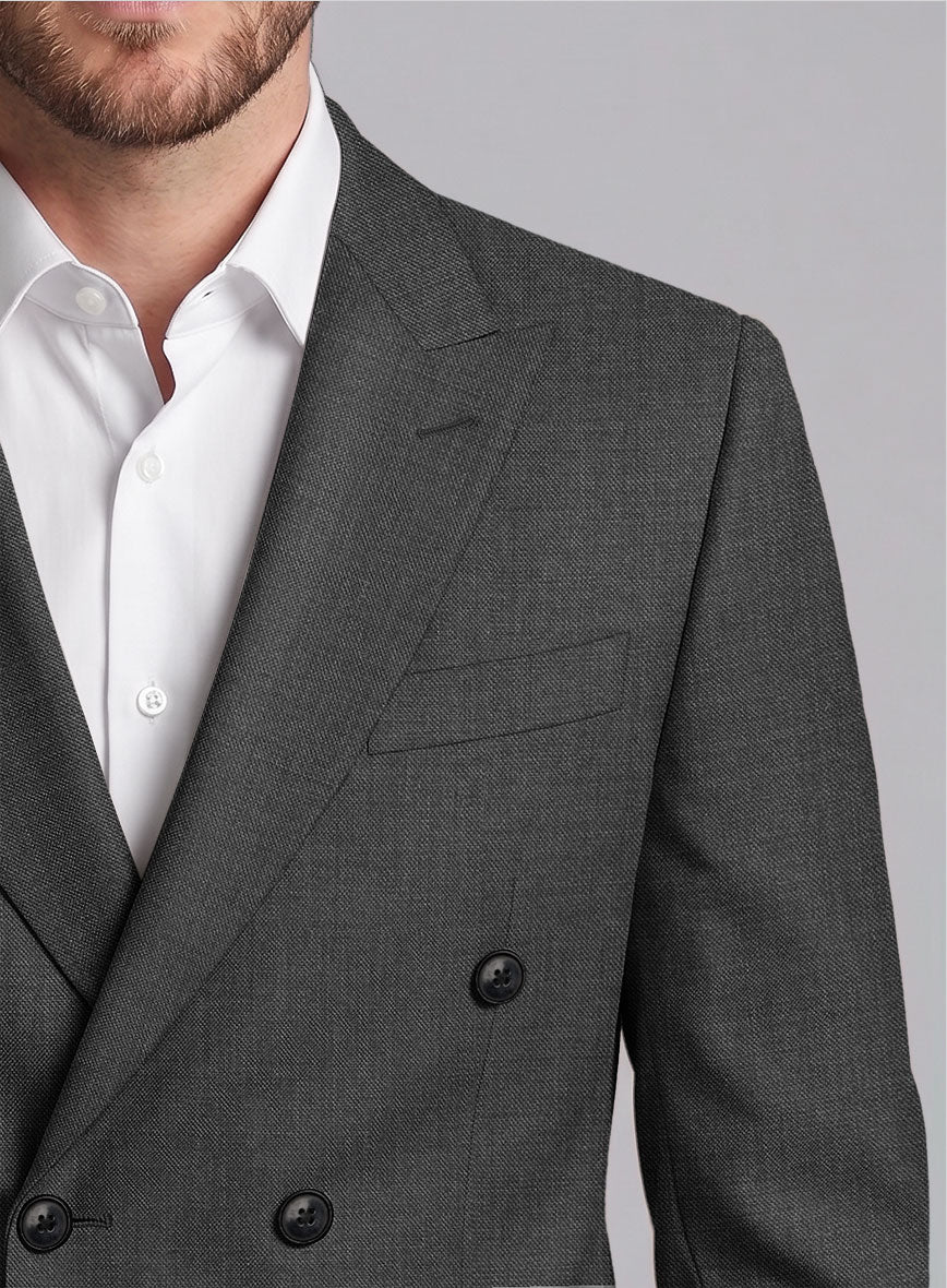 Napolean Mid Charcoal Wool Double Breasted Jacket - StudioSuits