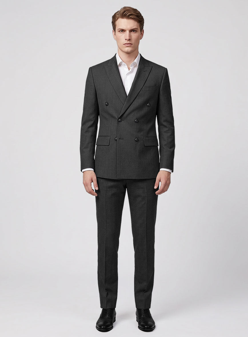 Napolean Mid Charcoal Wool Double Breasted Suit - StudioSuits