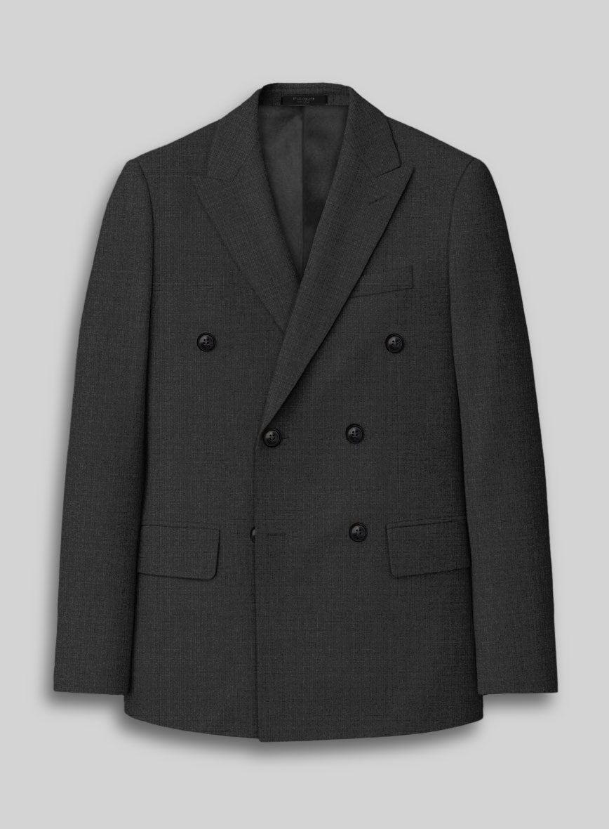Napolean Mid Charcoal Wool Double Breasted Suit - StudioSuits