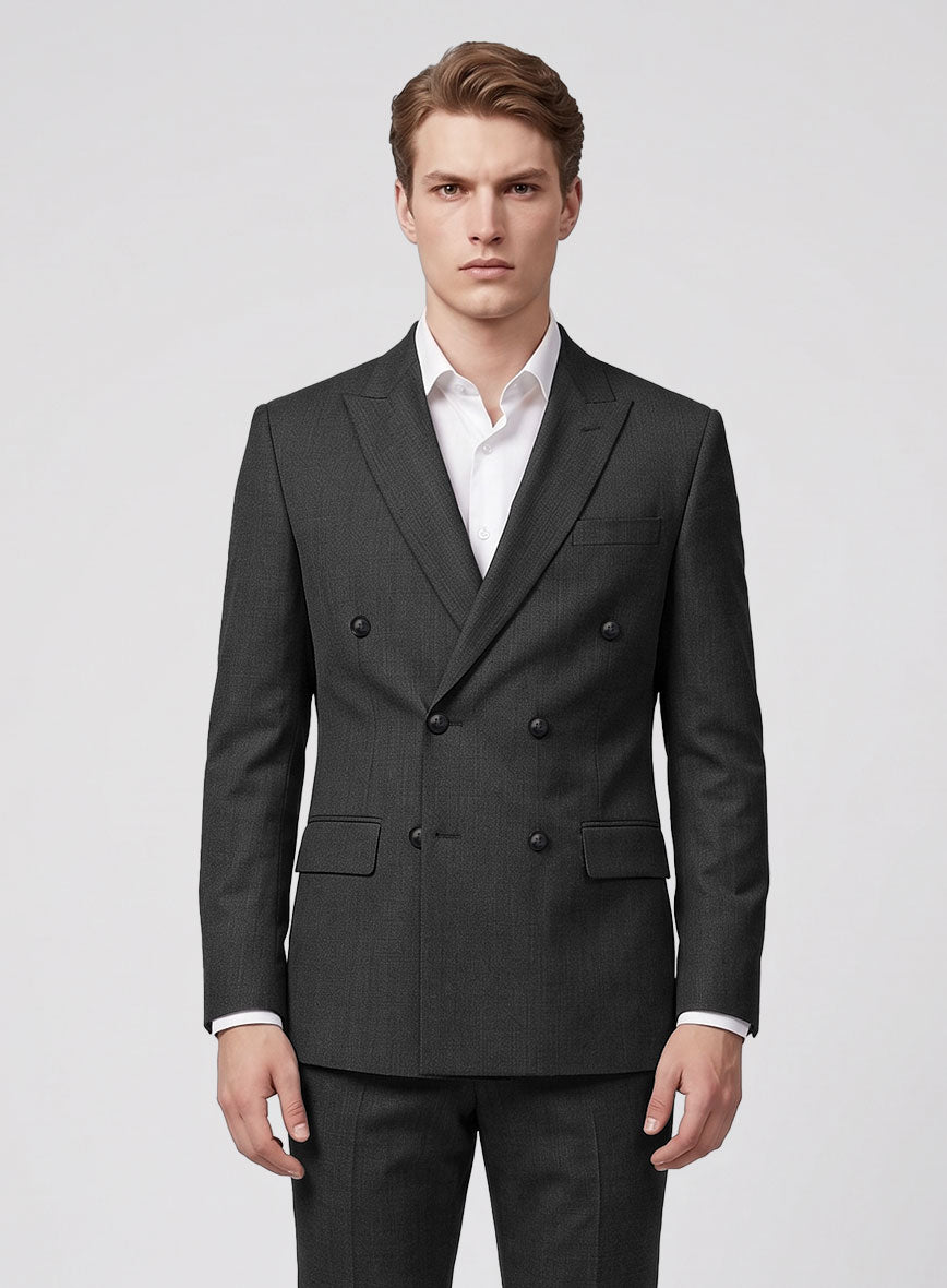 Napolean Mid Charcoal Wool Double Breasted Suit - StudioSuits