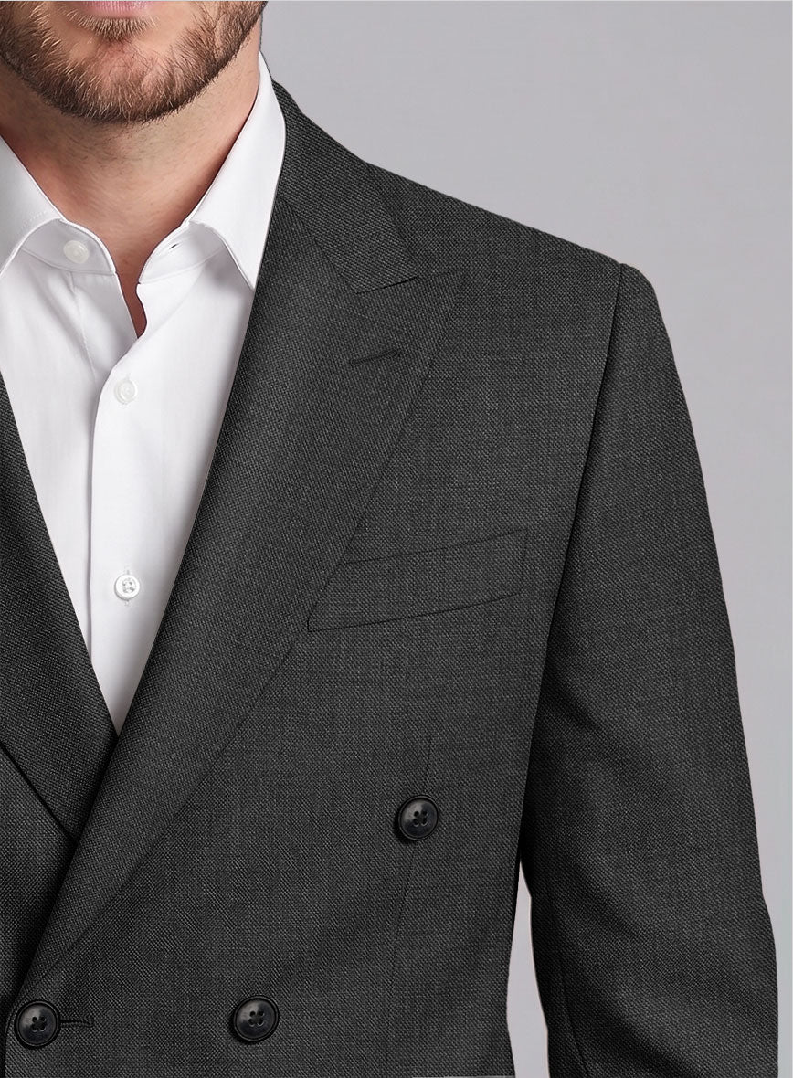 Napolean Mid Charcoal Wool Double Breasted Suit - StudioSuits