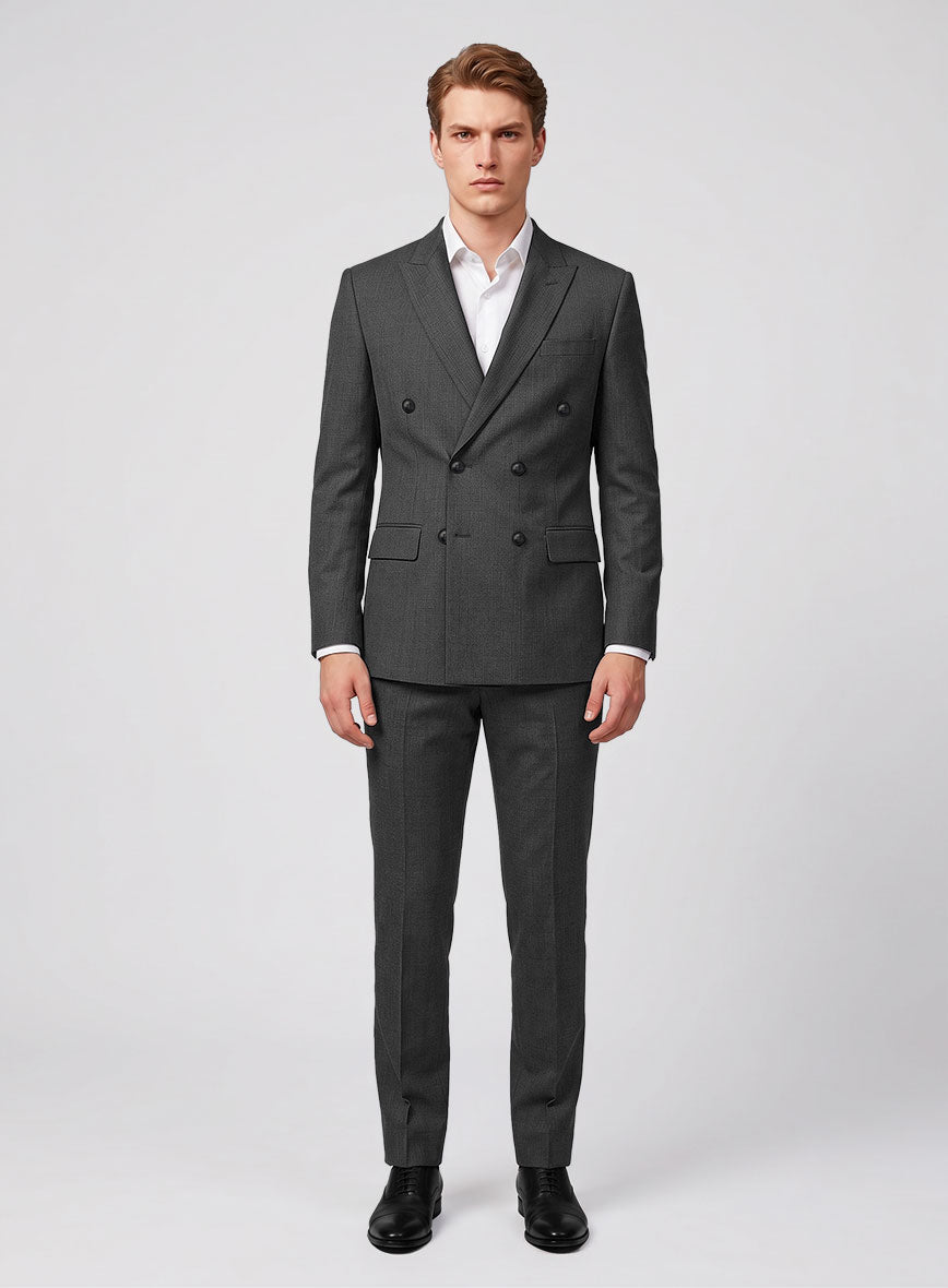 Napolean Mid Charcoal Wool Double Breasted Suit - StudioSuits