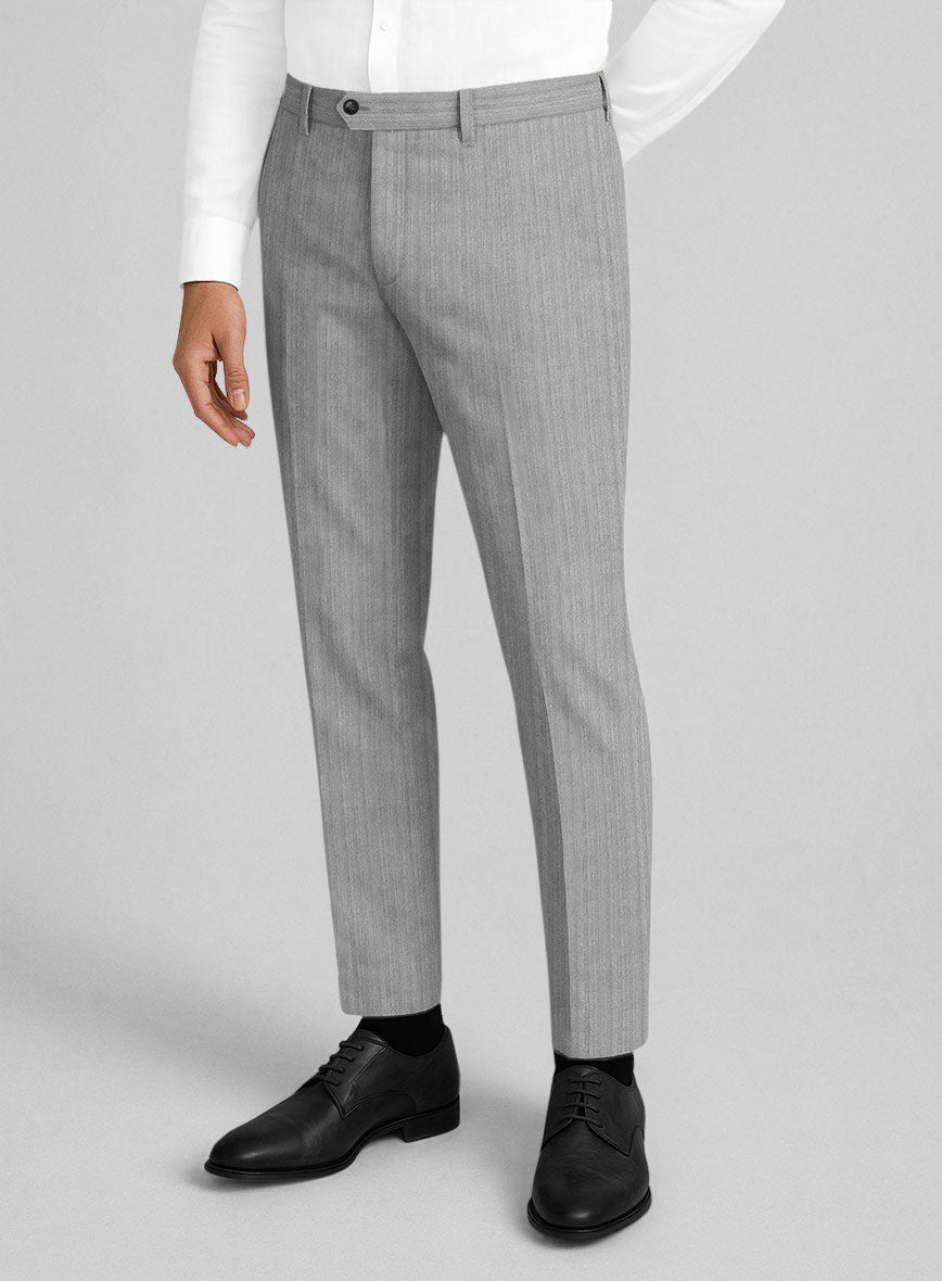 Napolean Monza Granite Herringbone Wool Pants - StudioSuits