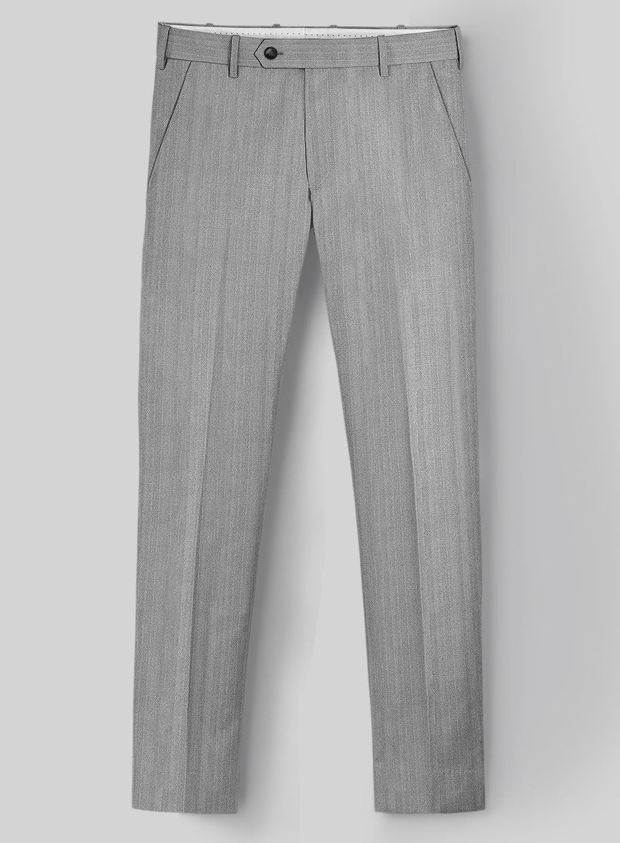 Napolean Monza Granite Herringbone Wool Pants - StudioSuits
