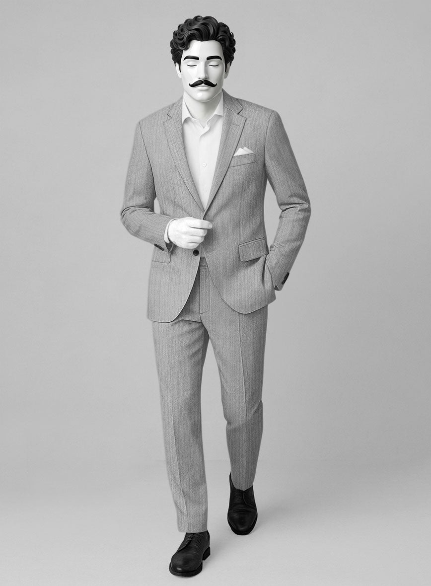 Napolean Monza Granite Herringbone Wool Suit - StudioSuits